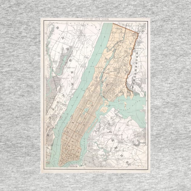 Vintage Map of New York City (1895) by Bravuramedia